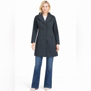 Anne Klein Navy Blue Trench Coat XS Tailored Classic Jacket